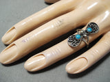 Towering Vintage Native American Navajo Turquoise Teardrop Sterling Silver Ring Old-Nativo Arts