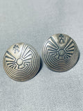 Traditional Native American Navajo Sterling Silver Earrings-Nativo Arts