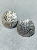 Traditional Native American Navajo Sterling Silver Earrings-Nativo Arts
