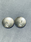 Traditional Native American Navajo Sterling Silver Earrings-Nativo Arts