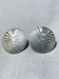 Traditional Native American Navajo Sterling Silver Earrings-Nativo Arts