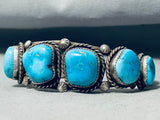 Traditional Vintage Native American Navajo Old Kingman Turquoise Sterling Silver Bracelet-Nativo Arts