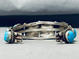 Traditional Vintage Native American Navajo Old Kingman Turquoise Sterling Silver Bracelet-Nativo Arts