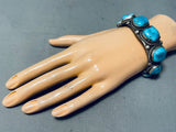 Traditional Vintage Native American Navajo Old Kingman Turquoise Sterling Silver Bracelet-Nativo Arts