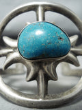 Traditional Vintage Native American Navajo Pilot Mountain Turquoise Sterling Silver Bracelet-Nativo Arts