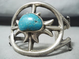 Traditional Vintage Native American Navajo Pilot Mountain Turquoise Sterling Silver Bracelet-Nativo Arts