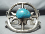 Traditional Vintage Native American Navajo Pilot Mountain Turquoise Sterling Silver Bracelet-Nativo Arts