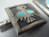 Traditional Vintage Navajo Native American Turquoise Sterling Silver Cufflinks-Nativo Arts