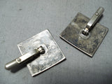 Traditional Vintage Navajo Native American Turquoise Sterling Silver Cufflinks-Nativo Arts