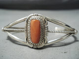 Tremendous Navajo Coral Sterling Silver Bracelet Native American-Nativo Arts
