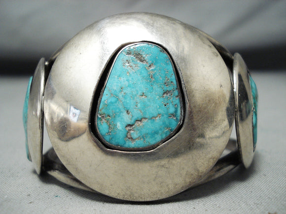 Tremendous Vintage Hopi/ Navajo Turquoise Sterling Silver Bracelet Signed-Nativo Arts