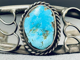 Tremendous Vintage Native American Navajo Blue Gem Turquoise Sterling Silver Bracelet-Nativo Arts