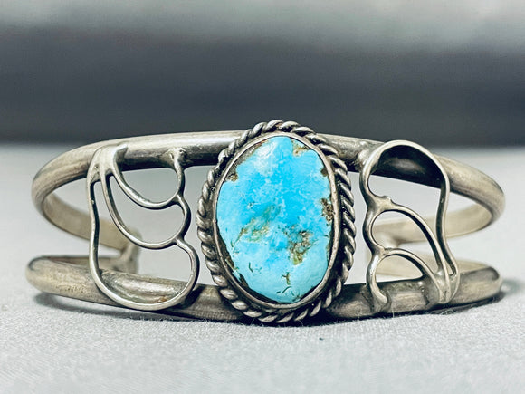 Tremendous Vintage Native American Navajo Blue Gem Turquoise Sterling Silver Bracelet-Nativo Arts