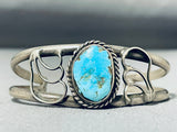 Tremendous Vintage Native American Navajo Blue Gem Turquoise Sterling Silver Bracelet-Nativo Arts