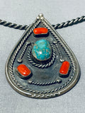 Tremendous Vintage Native American Navajo Candelaria Turquoise Sterling Silver Choker Necklace-Nativo Arts