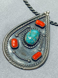 Tremendous Vintage Native American Navajo Candelaria Turquoise Sterling Silver Choker Necklace-Nativo Arts