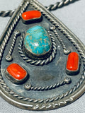 Tremendous Vintage Native American Navajo Candelaria Turquoise Sterling Silver Choker Necklace-Nativo Arts