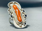 Tremendous Vintage Native American Navajo Coral Sterling Silver Ring-Nativo Arts
