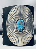 Tremendous Vintage Native American Navajo Morenci Turquoise Sterling Silver Bowguard-Nativo Arts