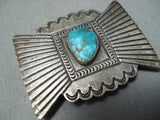 Tremendous Vintage Native American Navajo Royston Turquoise Sterling Silver Buckle Old-Nativo Arts