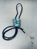 Tremendous Vintage Native American Navajo Signed 6 Morenci Sterling Silver Large Bolo-Nativo Arts