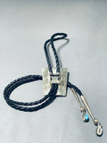 Tremendous Vintage Native American Navajo Signed 6 Morenci Sterling Silver Large Bolo-Nativo Arts