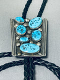 Tremendous Vintage Native American Navajo Signed 6 Morenci Sterling Silver Large Bolo-Nativo Arts