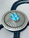 Tremendous Vintage Native American Navajo Sleeping Beauty Turquoise Sterling Silver Bolo-Nativo Arts