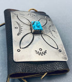 Tremendous Vintage Native American Navajo Sleeping Beauty Turquoise Sterling Silver Bowguard-Nativo Arts