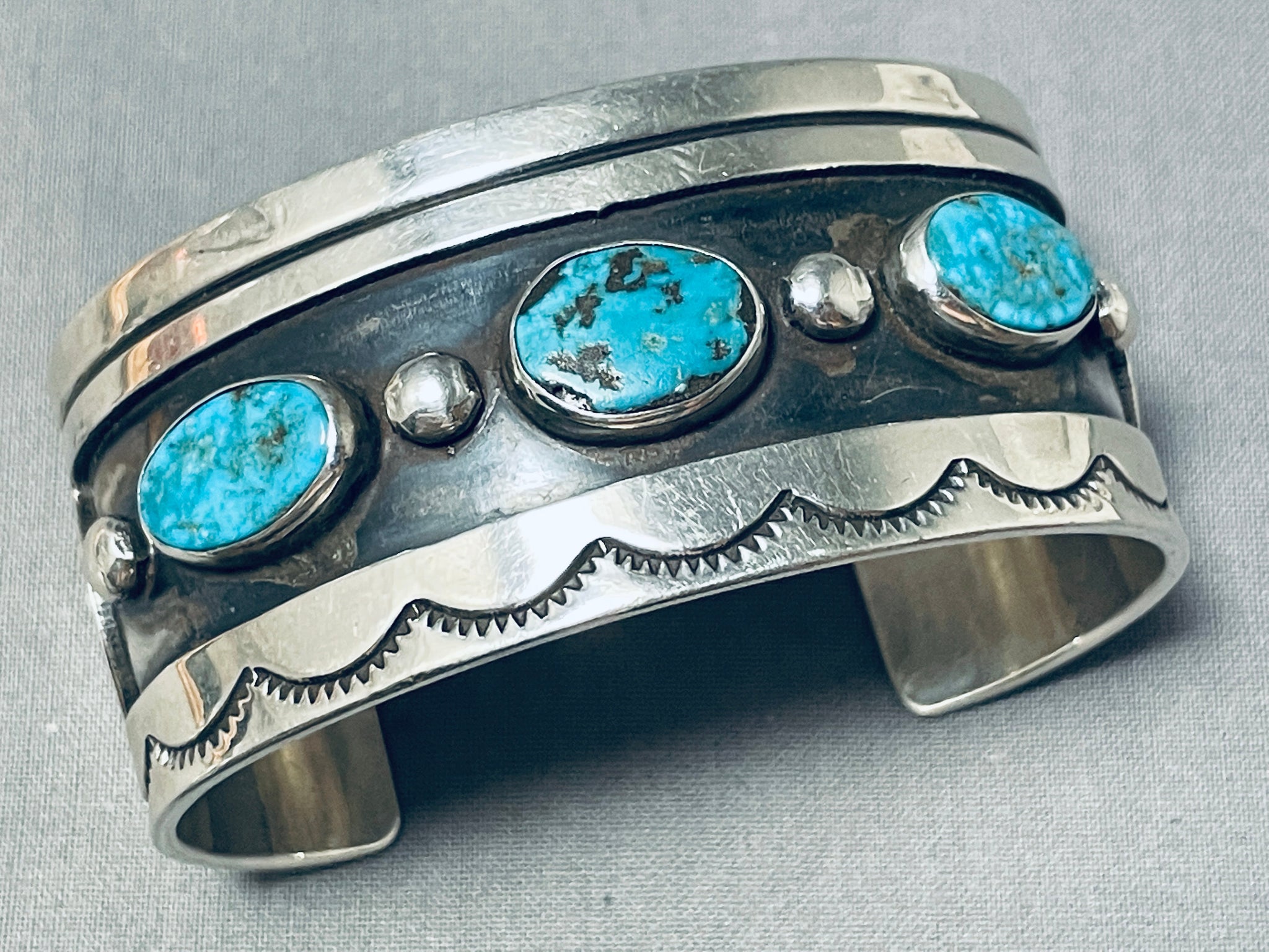 Tremendous Vintage Native American Zuni Turquoise Sterling Silver