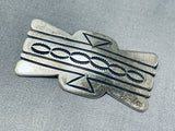 Tremendous Yzzie Vintage Native American Navajo Sterling Silver Pin Signed-Nativo Arts