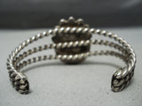 Triple Coil Vintage Native American Navajo Morenci Turquoise Sterling Silver Bracelet Old-Nativo Arts