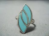 Triple Inlay Vintage Native American Navajo Turquoise Sterling Silver Ring Old-Nativo Arts