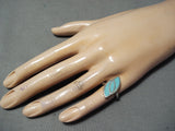 Triple Inlay Vintage Native American Navajo Turquoise Sterling Silver Ring Old-Nativo Arts