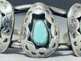 Triple Light Stone Vintage Native American Navajo Turquoise Sterling Silver Bracelet-Nativo Arts