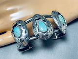 Triple Light Stone Vintage Native American Navajo Turquoise Sterling Silver Bracelet-Nativo Arts