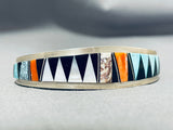 Turquoise Spike Vintage Native American Navajo Sterling Silver Inlay Bracelet-Nativo Arts