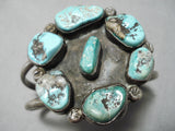 Turquoise Sun Vintage Native American Navajo Chunky Turquoise Sterling Silver Bracelet Old-Nativo Arts