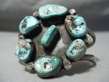 Turquoise Sun Vintage Native American Navajo Chunky Turquoise Sterling Silver Bracelet Old-Nativo Arts