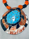 Turtle Turquoise Vintage Santo Domingo Coral Native American Necklace-Nativo Arts