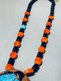 Turtle Turquoise Vintage Santo Domingo Coral Native American Necklace-Nativo Arts