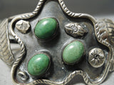 Twisted Pond Vintage Native American Navajo Cerrillos Turquoise Sterling Silver Leaf Bracelet-Nativo Arts