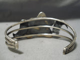 Twisted Pond Vintage Native American Navajo Cerrillos Turquoise Sterling Silver Leaf Bracelet-Nativo Arts