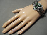 Twisted Pond Vintage Native American Navajo Cerrillos Turquoise Sterling Silver Leaf Bracelet-Nativo Arts