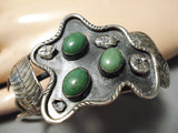 Twisted Pond Vintage Native American Navajo Cerrillos Turquoise Sterling Silver Leaf Bracelet-Nativo Arts
