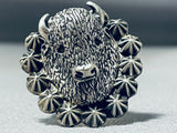 Unbelievable Native American Navajo Sterling Silver Buffalo Ring-Nativo Arts