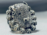 Unbelievable Native American Navajo Sterling Silver Buffalo Ring-Nativo Arts