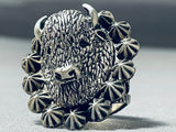 Unbelievable Native American Navajo Sterling Silver Buffalo Ring-Nativo Arts