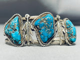 Unbelievable Vintage Native American Navajo Pilot Mountain Turquoise Sterling Silver Bracelet-Nativo Arts