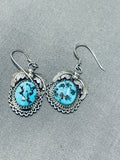Unforgettable Vintage Native American Navajo Morenci Turquoise Sterling Silver Earrings-Nativo Arts